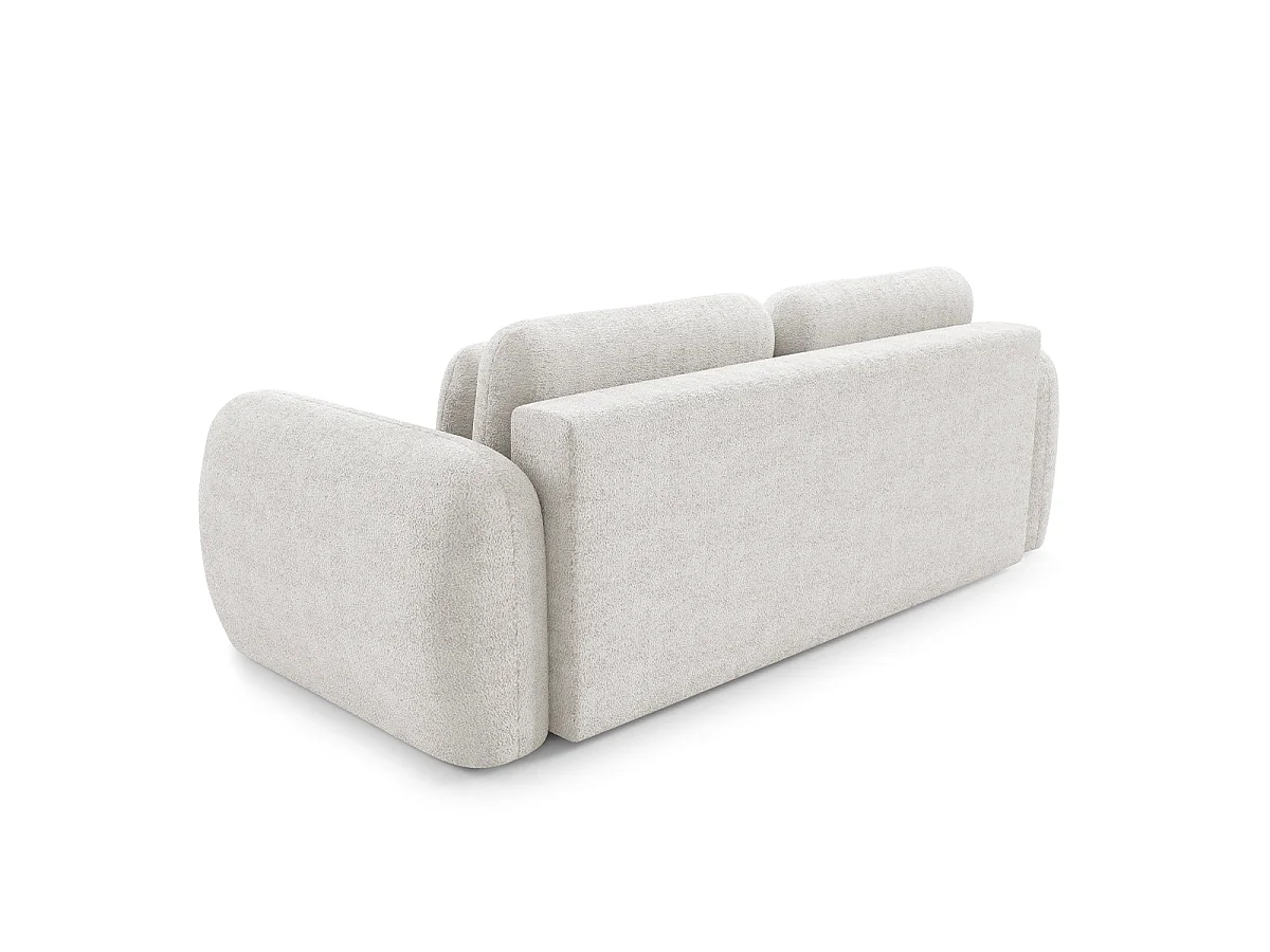 Canapé convertible 3 places avec coffre en tissu blanc CESAR