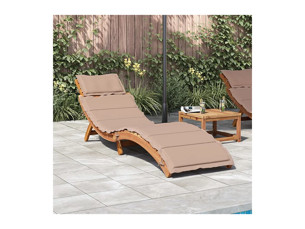 Chaise longue avec coussin taupe bois d'acacia solide