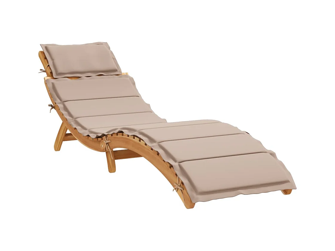 Chaise longue avec coussin taupe bois d'acacia solide