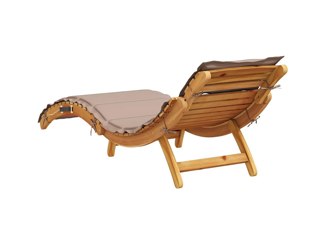 Chaise longue avec coussin taupe bois d'acacia solide