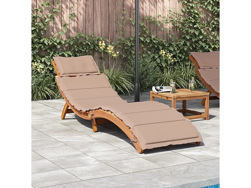 Espreguiçadeira com almofadão acácia maciça cinza-acastanhado