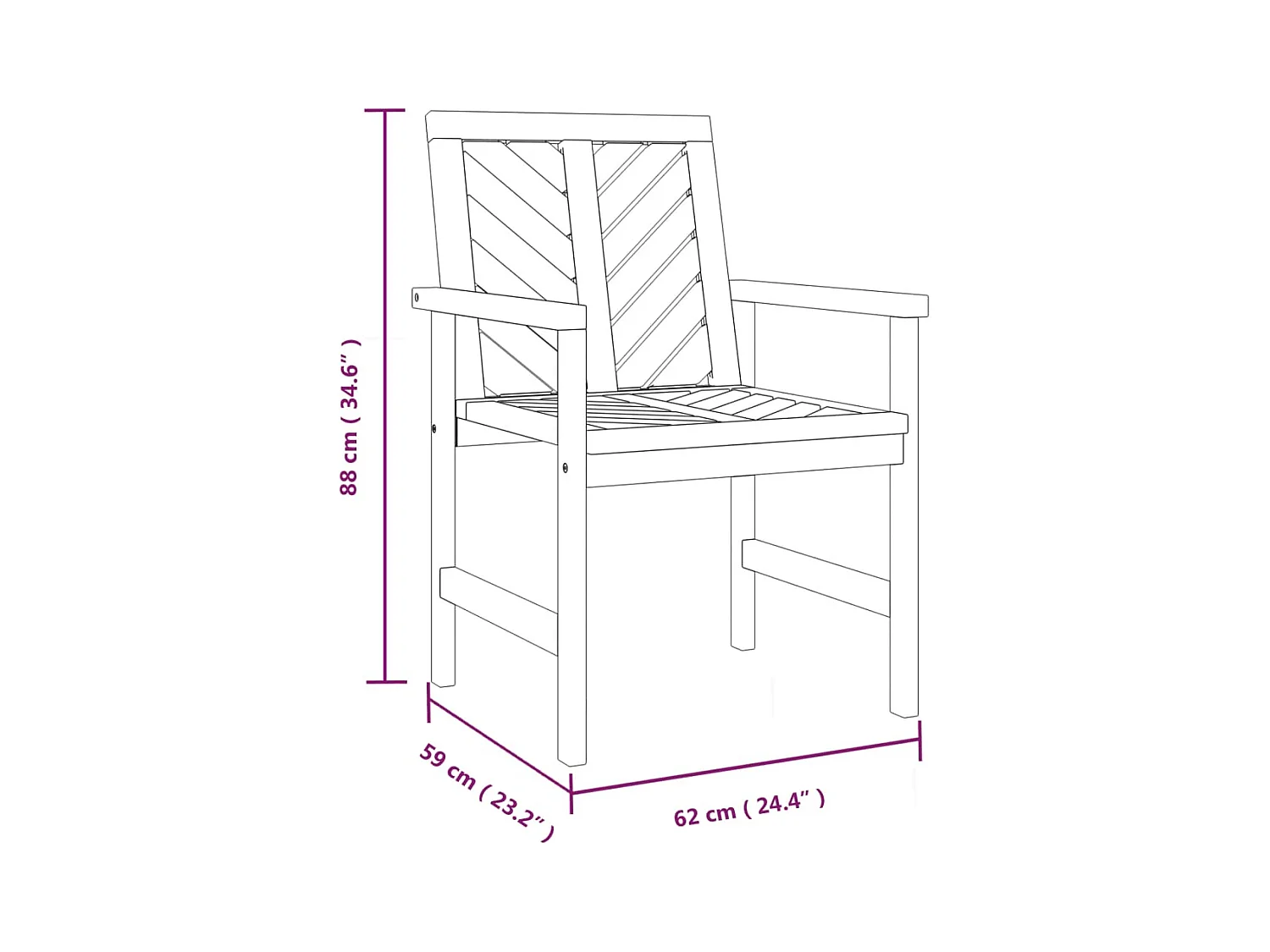 Chaises à manger de jardin lot de 2 bois massif d'acacia