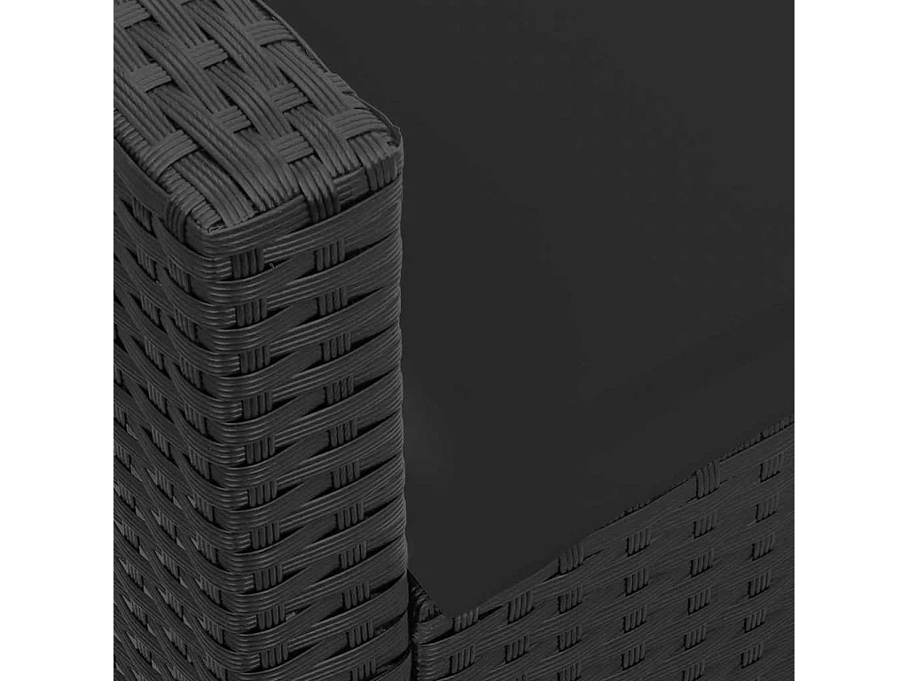 Sofá de jardim com almofadões vime PE preto