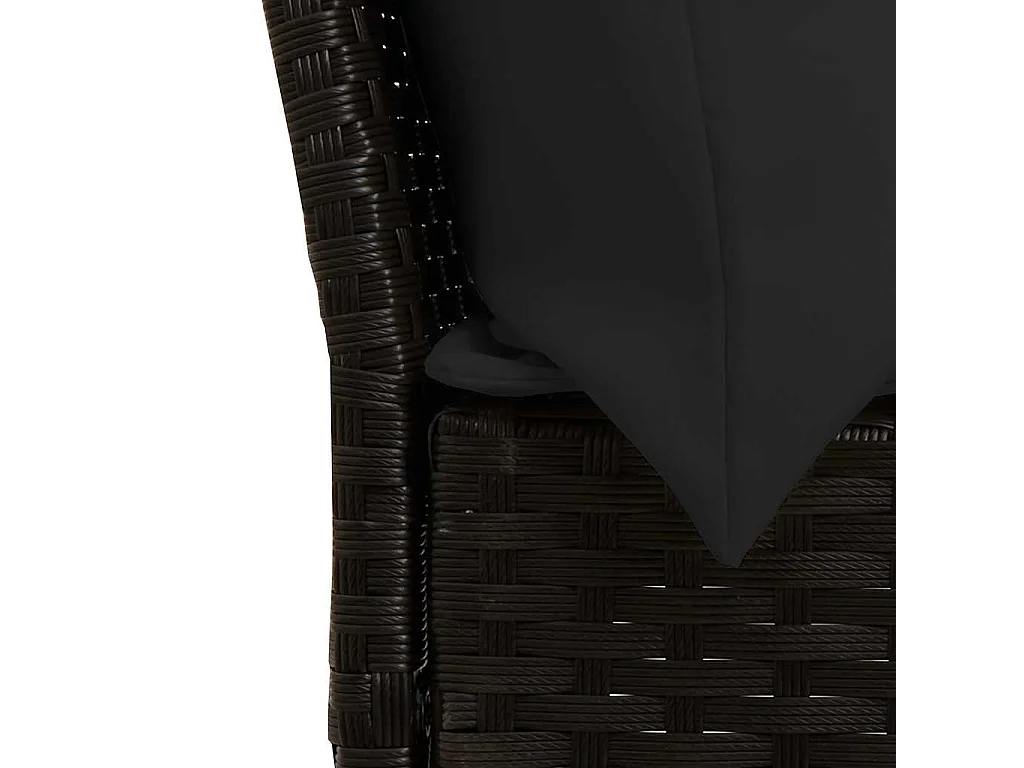 Sofá de jardim com almofadões vime PE preto