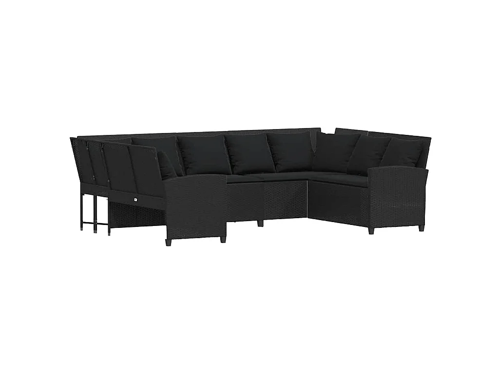 Gartensofa mit Kissen Schwarz Poly Rattan