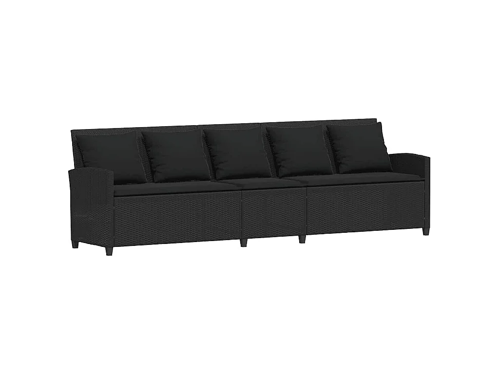 Gartensofa mit Kissen Schwarz Poly Rattan