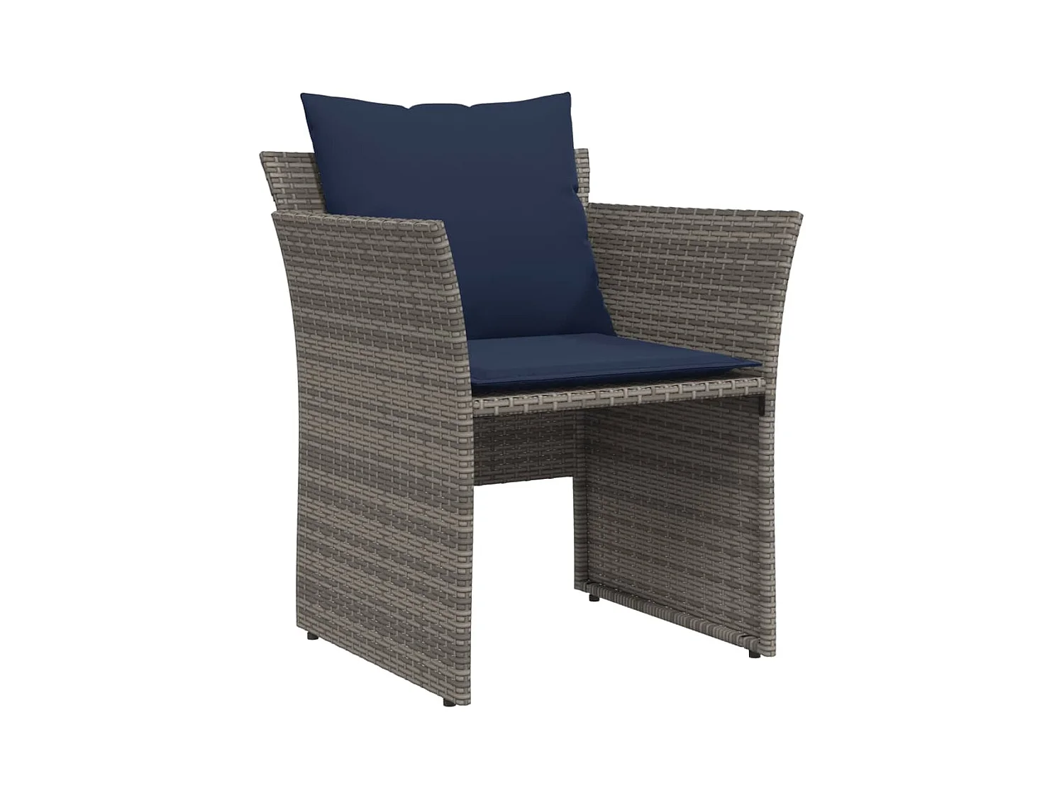 Tuinstoel met voetenbank poly rattan grijs