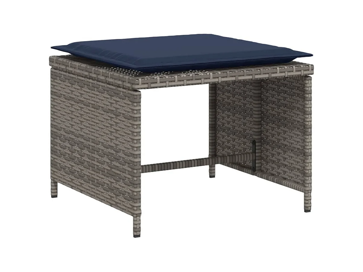 Tuinstoel met voetenbank poly rattan grijs
