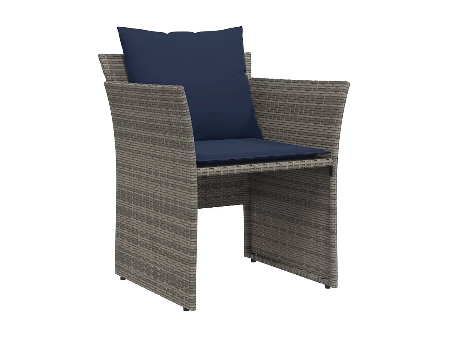 Tuinstoel met voetenbank poly rattan grijs