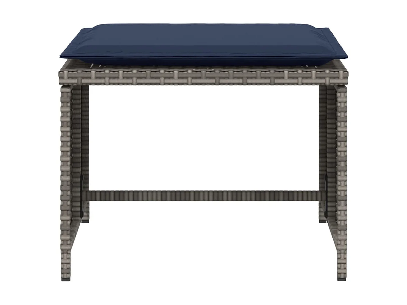 Tuinstoel met voetenbank poly rattan grijs