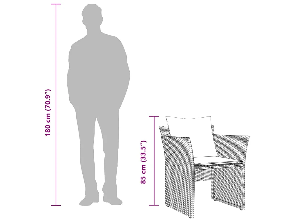 Chaise de jardin avec tabouret gris résine tressée
