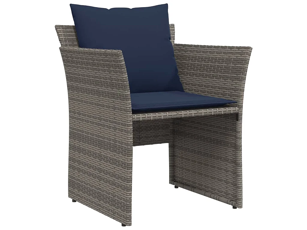 Chaise de jardin avec tabouret gris résine tressée