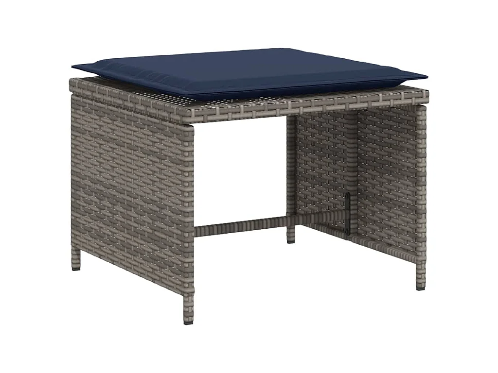 Chaise de jardin avec tabouret gris résine tressée