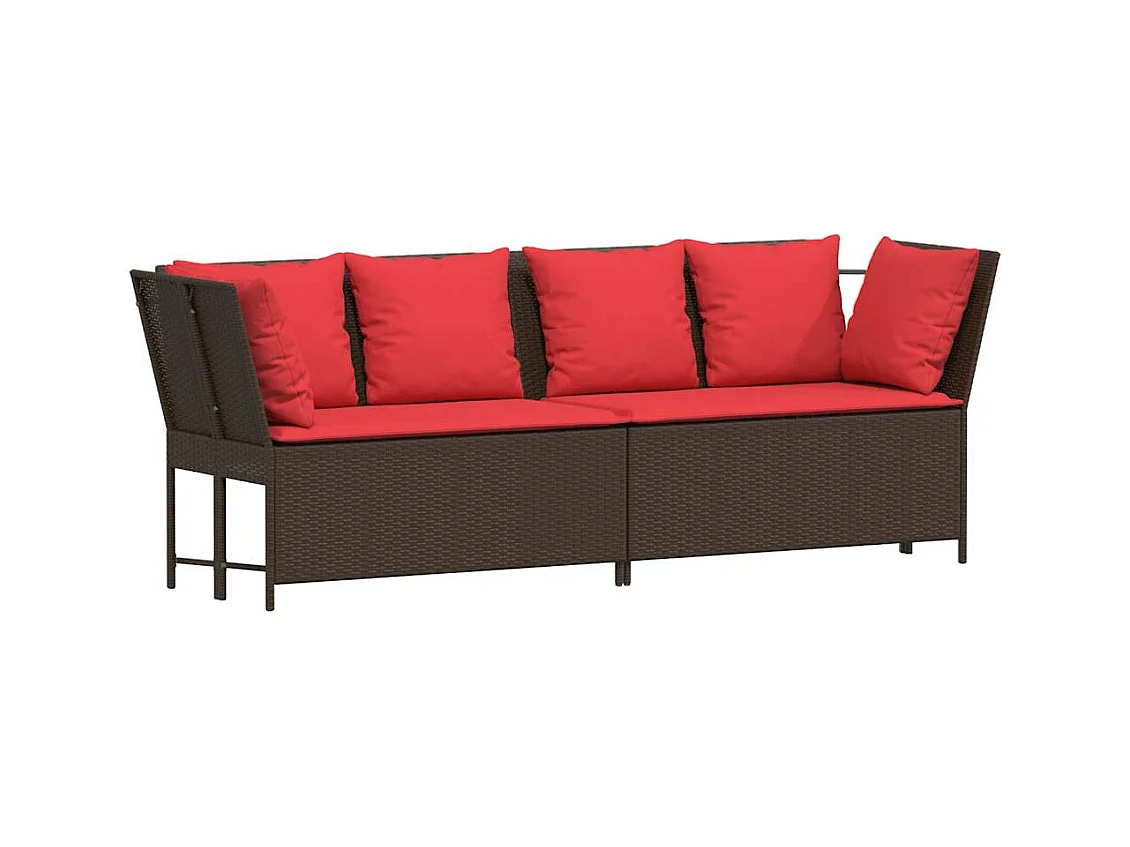 Canapé de jardin avec coussins marron résine tressée