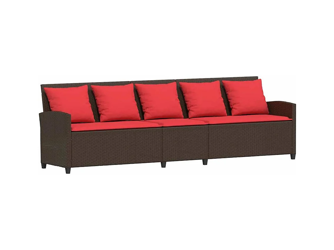 Canapé de jardin avec coussins marron résine tressée