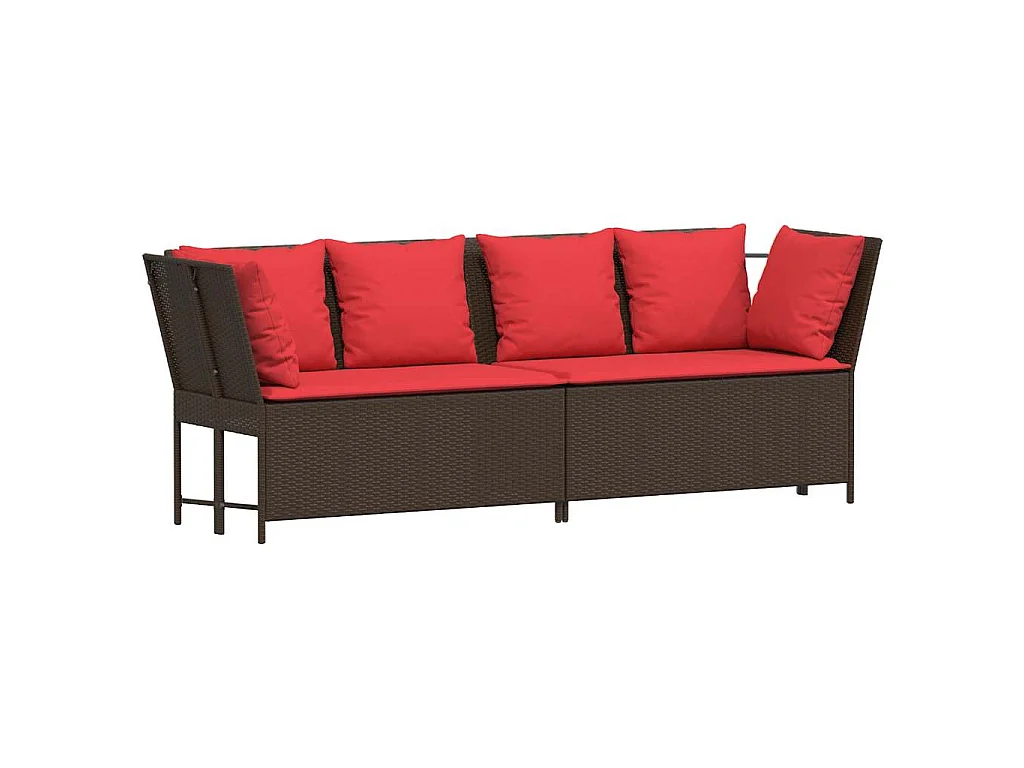 Divano da Giardino con Cuscini in Polyrattan Marrone