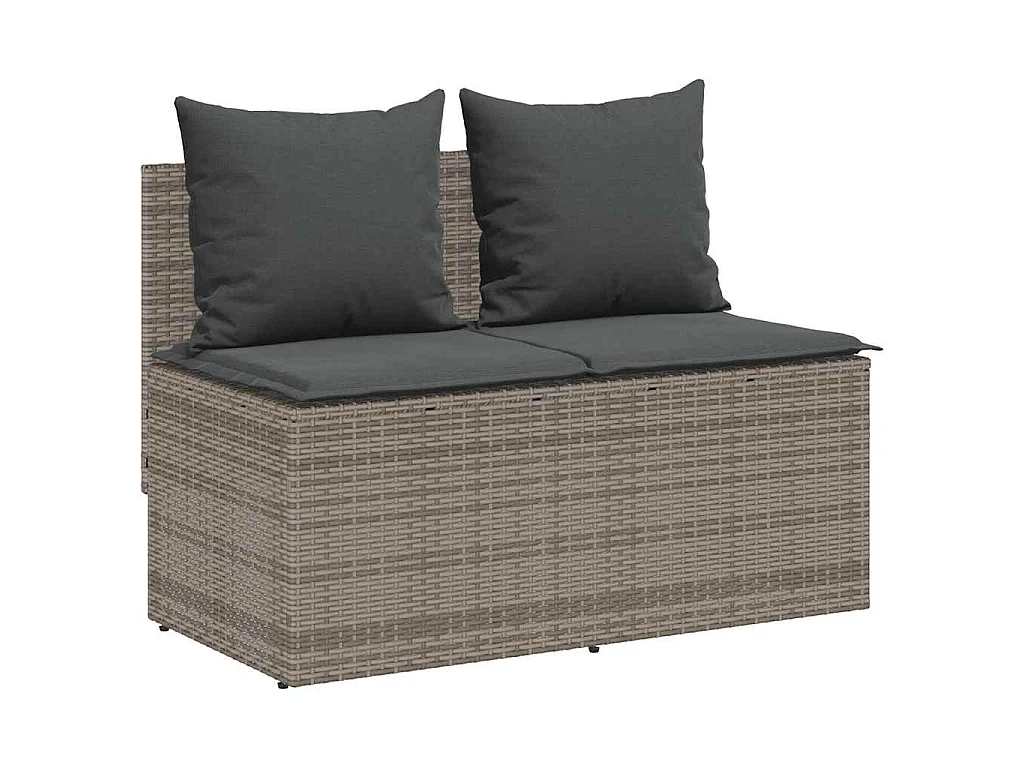 3-delige Tuinset met kussens poly rattan grijs