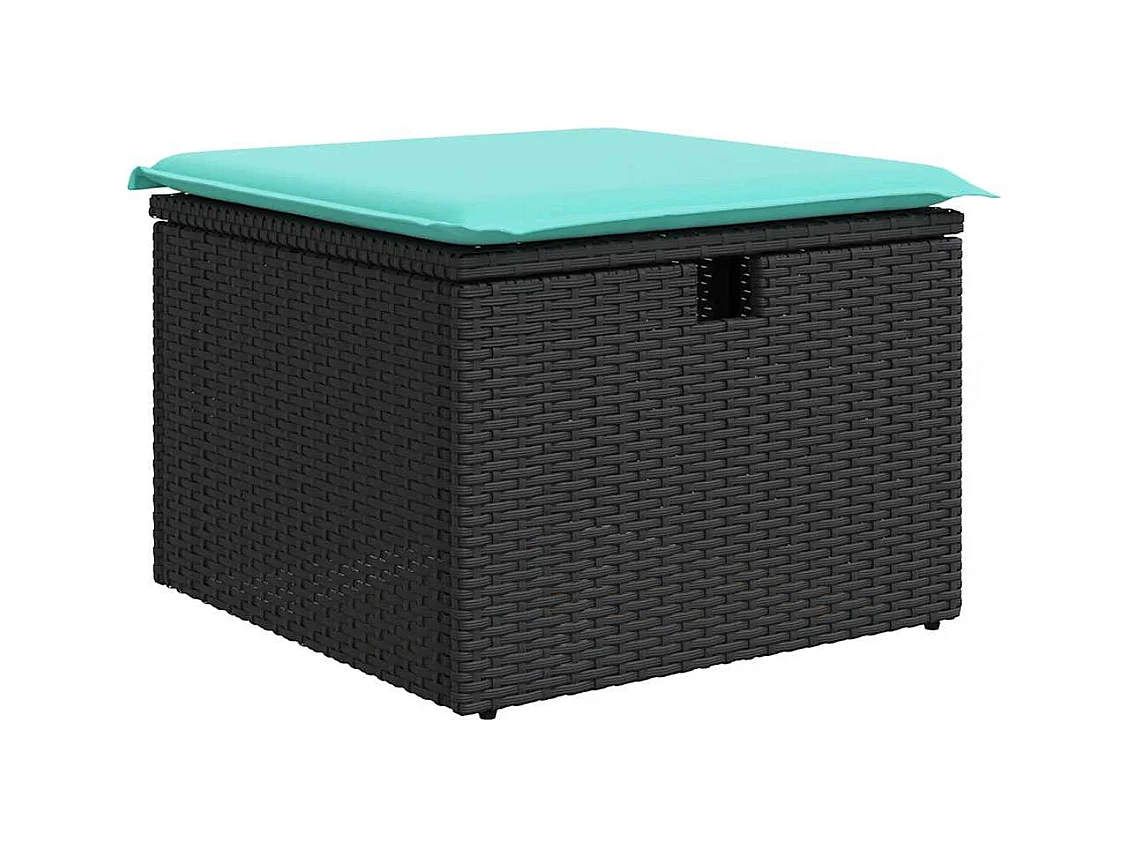 2-delige Loungeset met kussens poly rattan acacia zwart