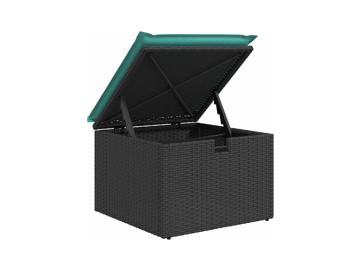 2-delige Loungeset met kussens poly rattan acacia zwart