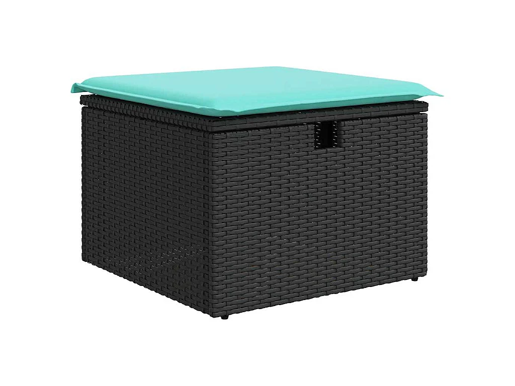 2 pcs conjunto sofás jardim c/ almofadões vime PE/acácia preto