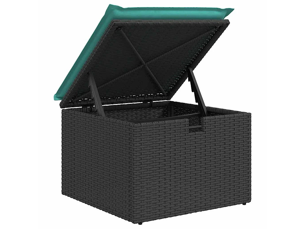 2 pcs conjunto sofás jardim c/ almofadões vime PE/acácia preto