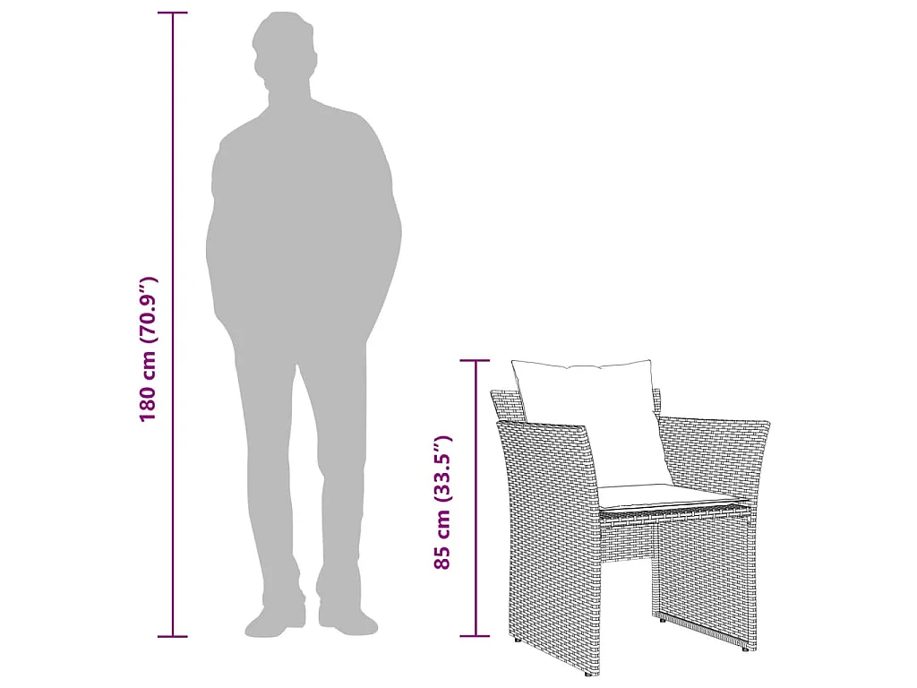 Chaise de jardin avec tabouret marron résine tressée