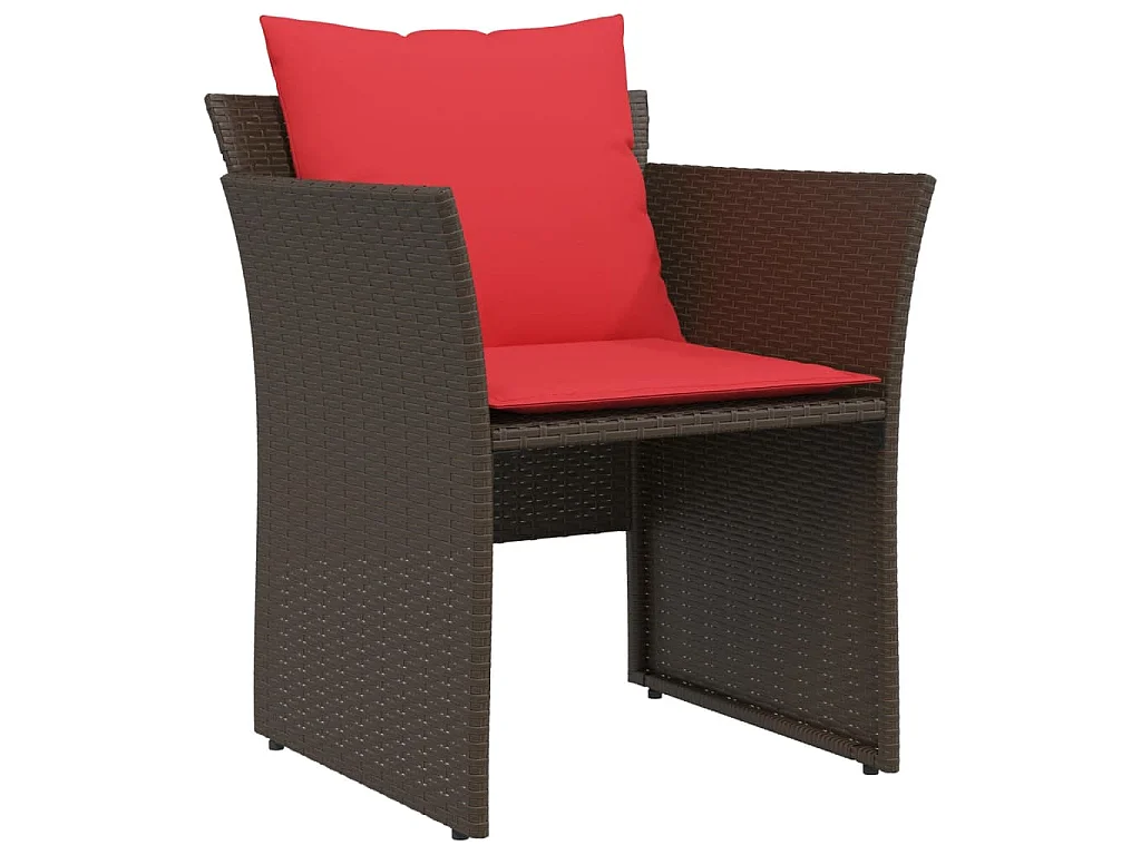 Chaise de jardin avec tabouret marron résine tressée