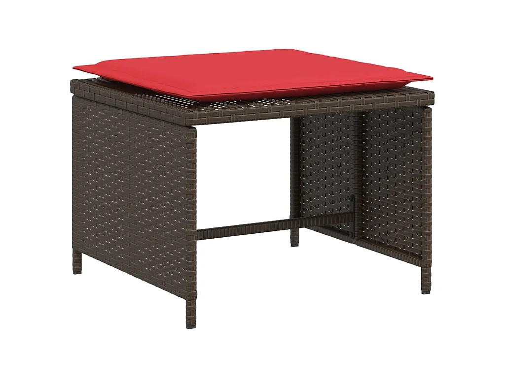 Chaise de jardin avec tabouret marron résine tressée