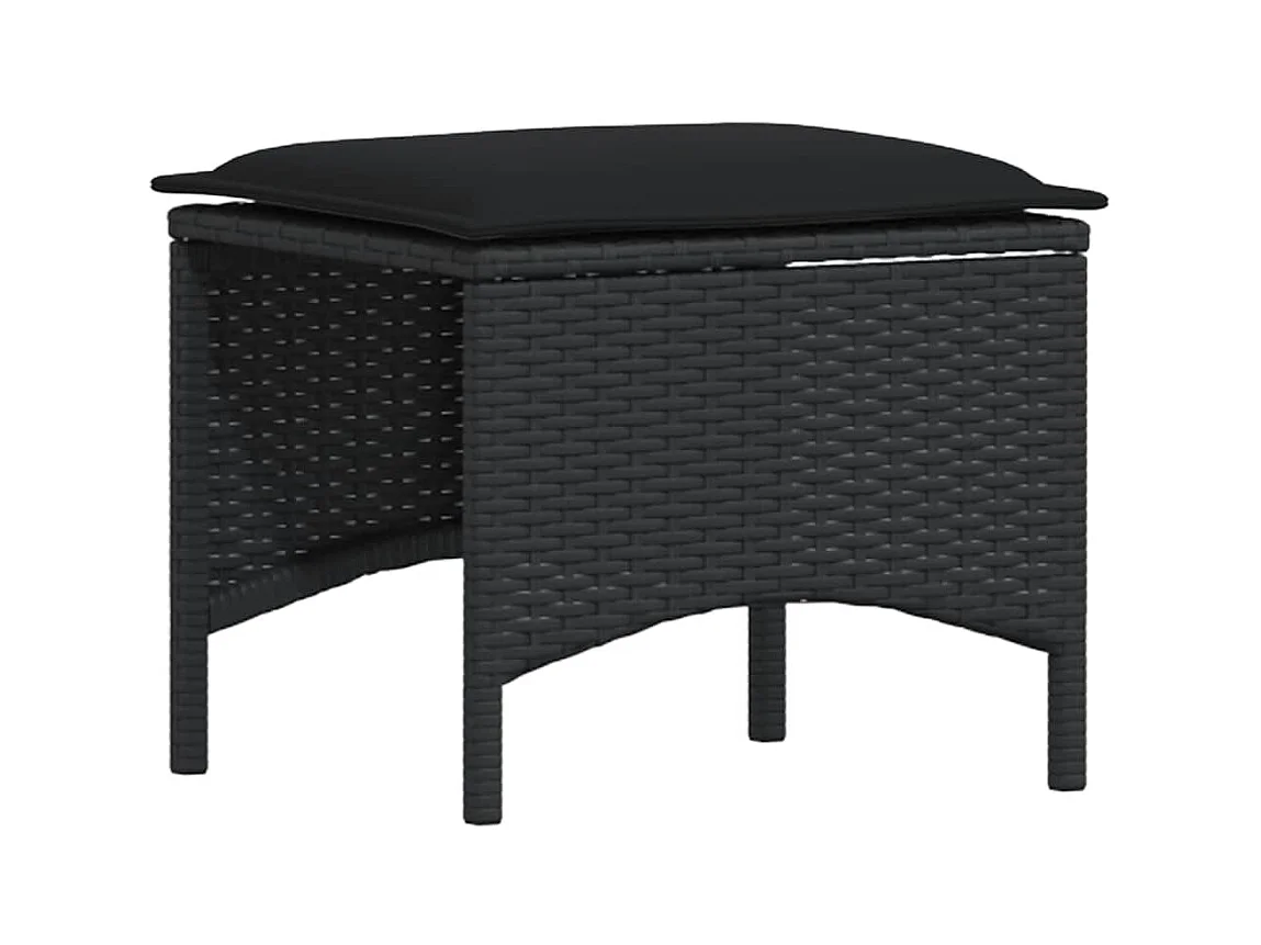 4tlg. Garten-Sofagarnitur mit Kissen L-Form Schwarz Poly Rattan