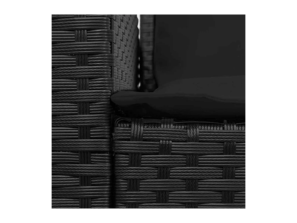 4tlg. Garten-Sofagarnitur mit Kissen L-Form Schwarz Poly Rattan