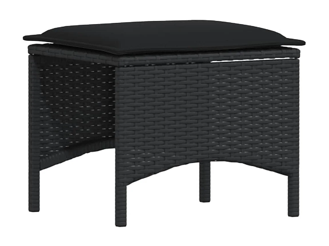 Salon de jardin 4 pcs avec coussins forme L noir résine tressée