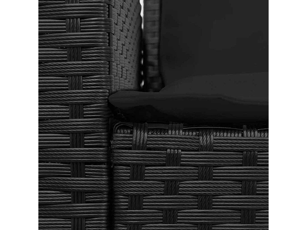 Salon de jardin 4 pcs avec coussins forme L noir résine tressée