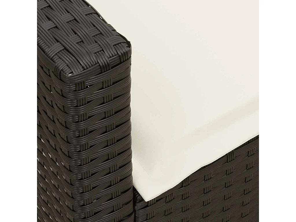 Sofá de jardim com almofadões vime PE preto