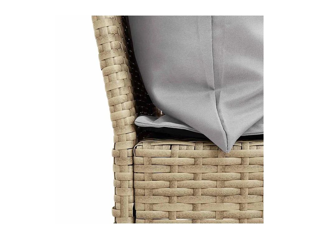 Canapé de jardin avec coussins beige résine tressée