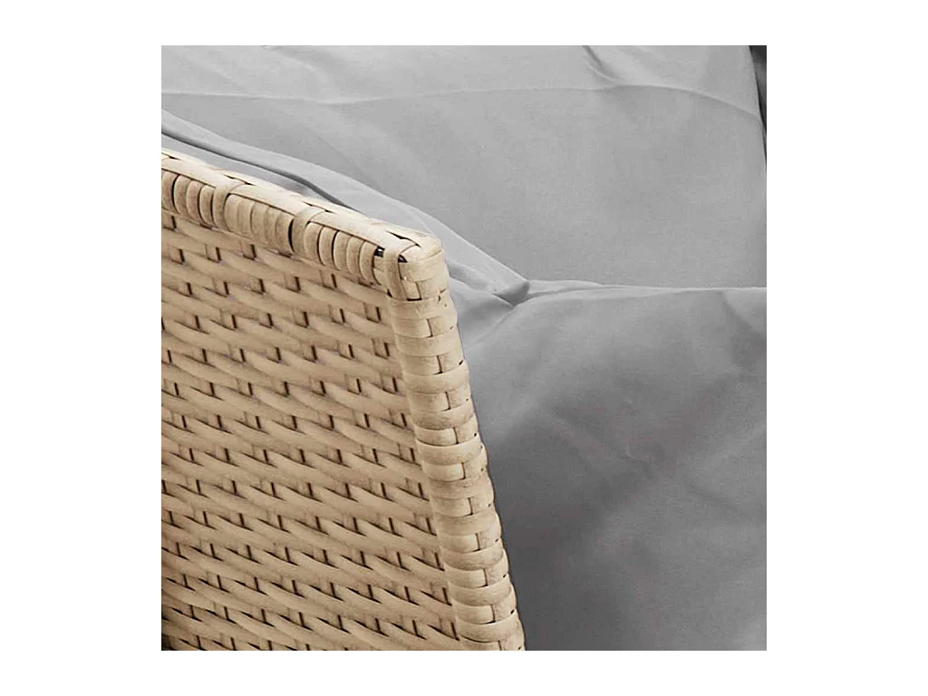 Canapé de jardin avec coussins beige résine tressée