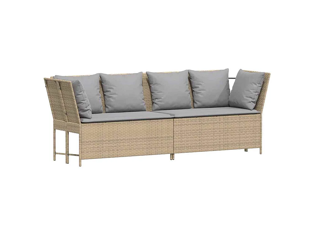 Canapé de jardin avec coussins beige résine tressée