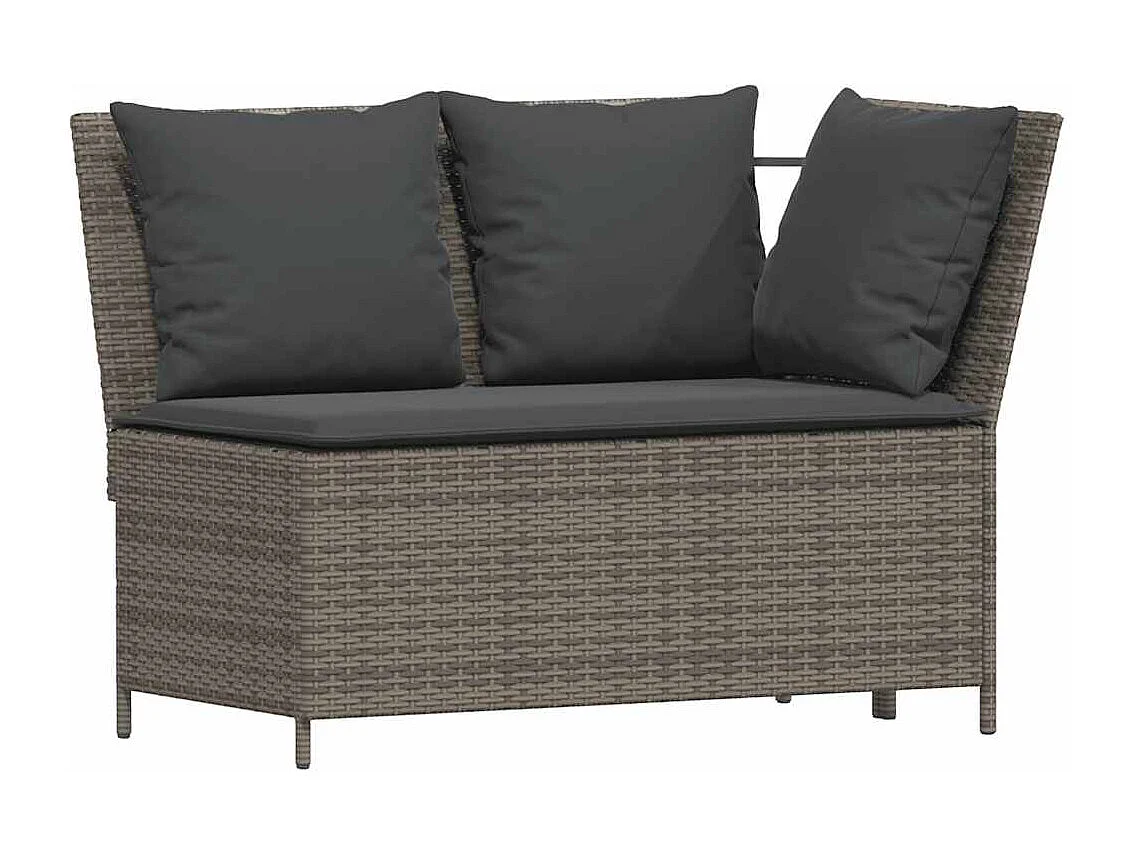 Salon de jardin 5 pcs avec coussins gris résine tressée