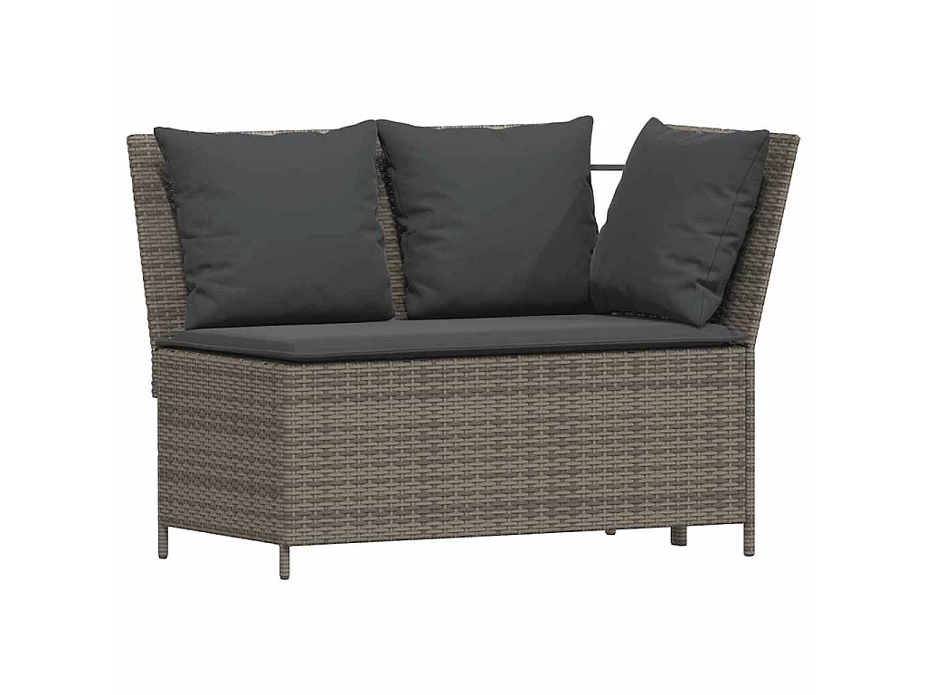 Set Divano da Giardino 5 pz con Cuscini Grigio in Polyrattan
