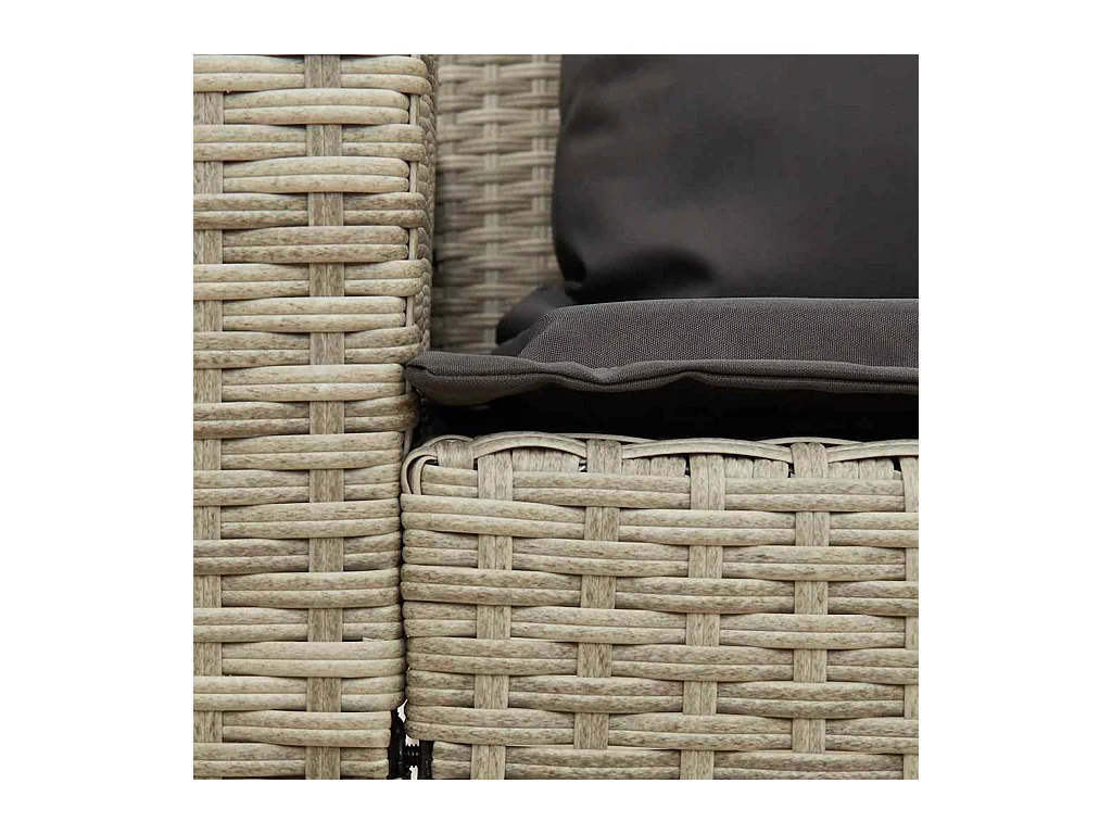 Divano da Giardino con Cuscini in Polyrattan Grigio Chiaro