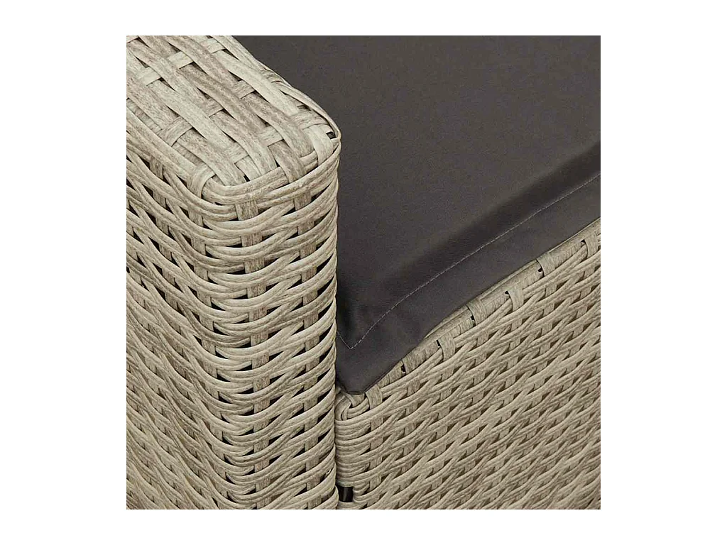 Divano da Giardino con Cuscini in Polyrattan Grigio Chiaro