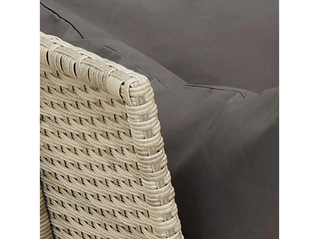 Divano da Giardino con Cuscini in Polyrattan Grigio Chiaro