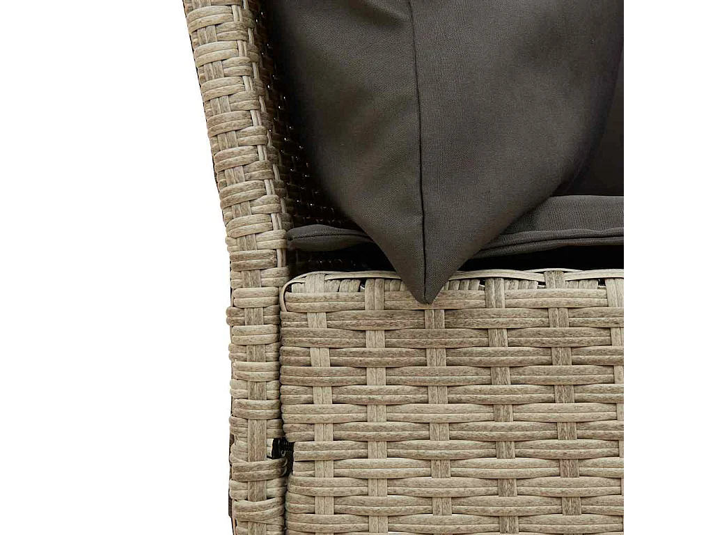 Divano da Giardino con Cuscini in Polyrattan Grigio Chiaro
