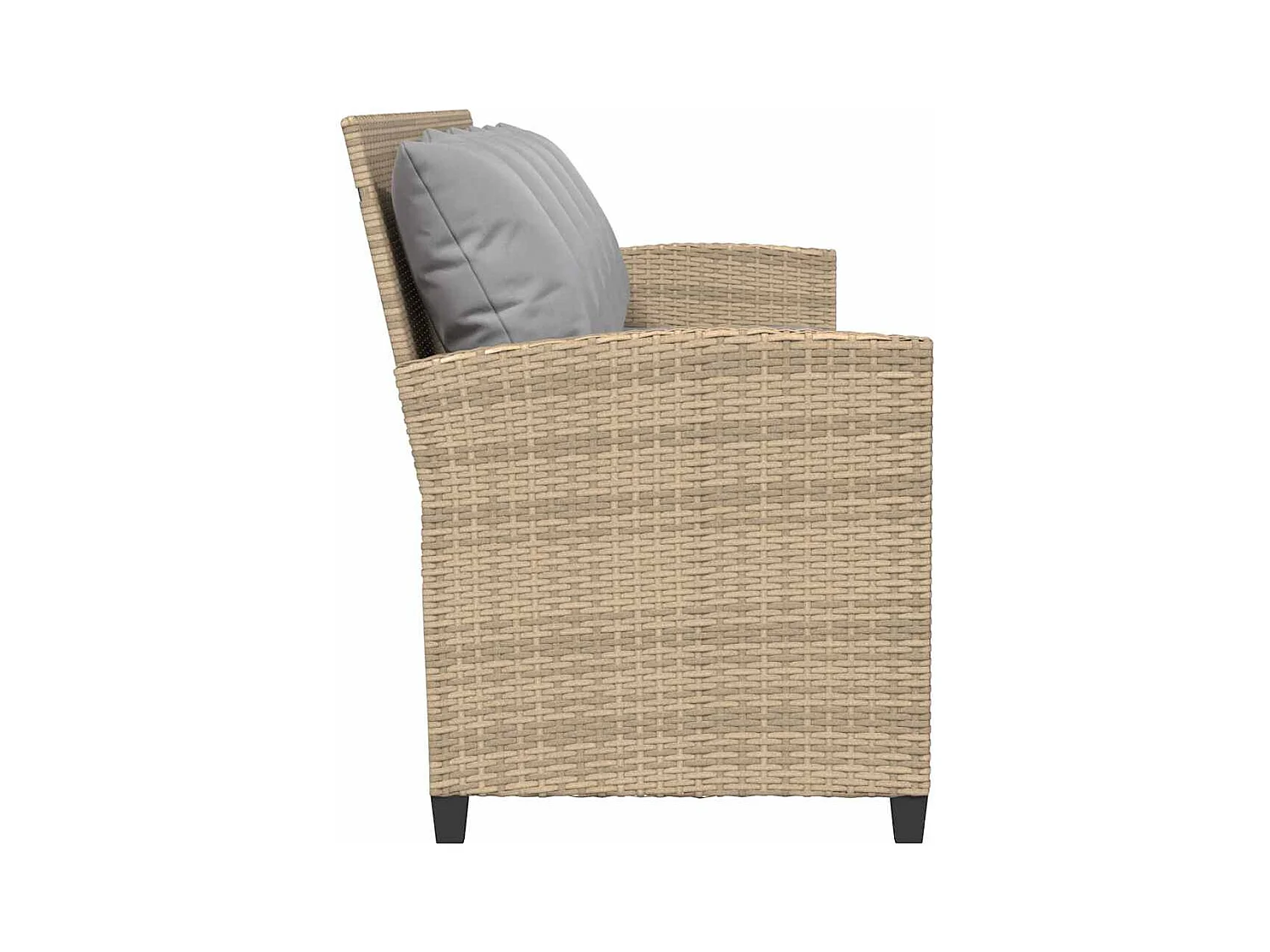 Canapé de jardin avec coussins 5 places beige résine tressée