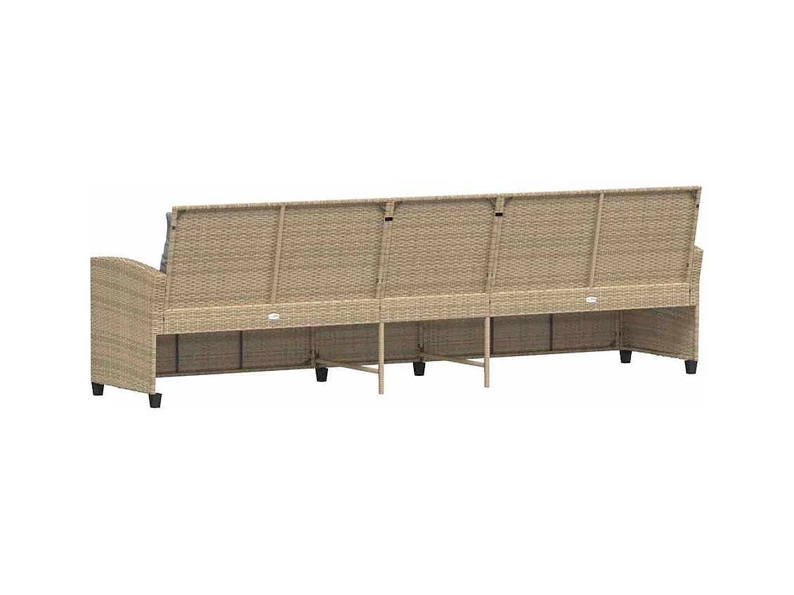 Canapé de jardin avec coussins 5 places beige résine tressée