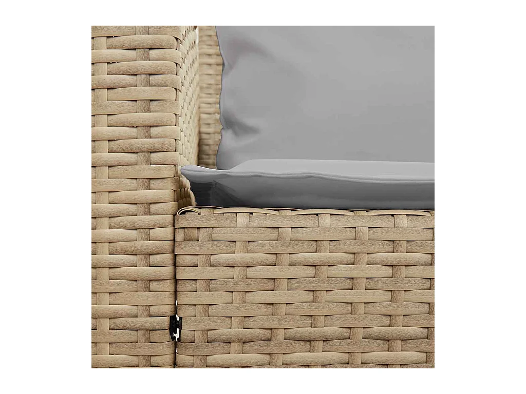 Canapé de jardin avec coussins 5 places beige résine tressée