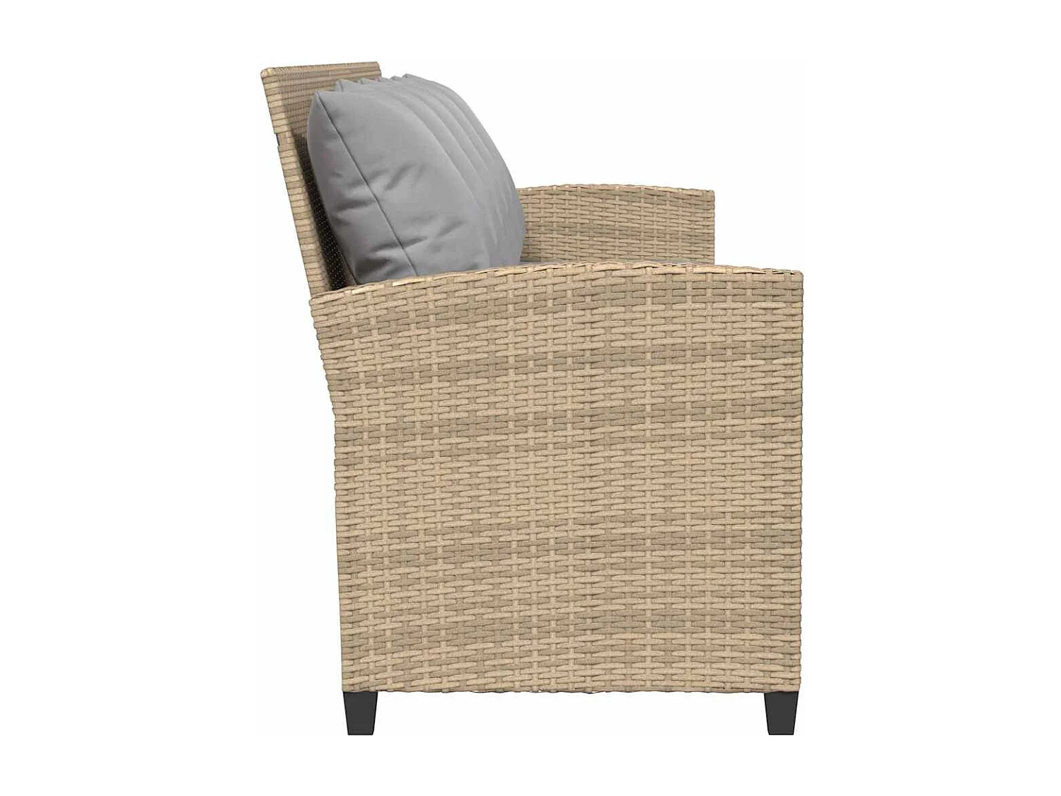 Gartensofa 5-Sitzer mit Kissen Beige Poly Rattan
