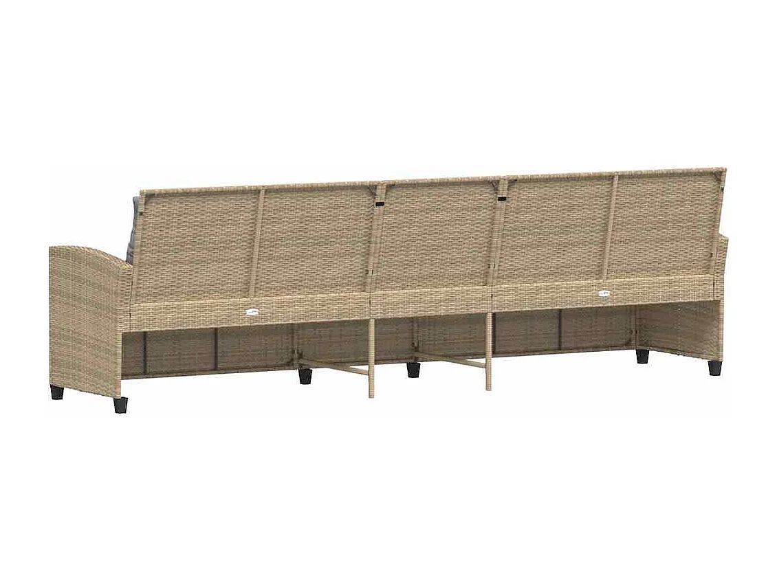 Gartensofa 5-Sitzer mit Kissen Beige Poly Rattan