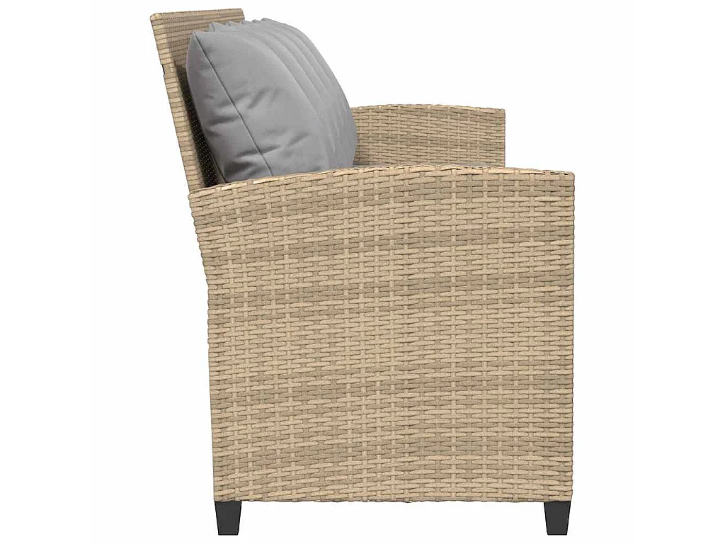 Canapé de jardin avec coussins 5 places beige résine tressée