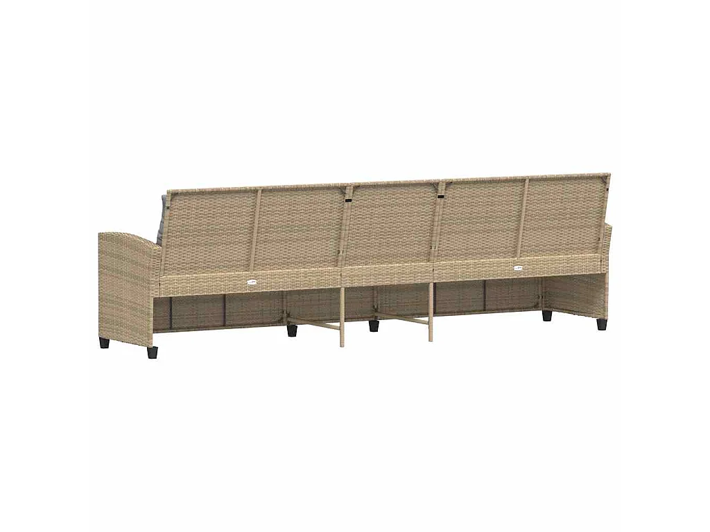 Canapé de jardin avec coussins 5 places beige résine tressée