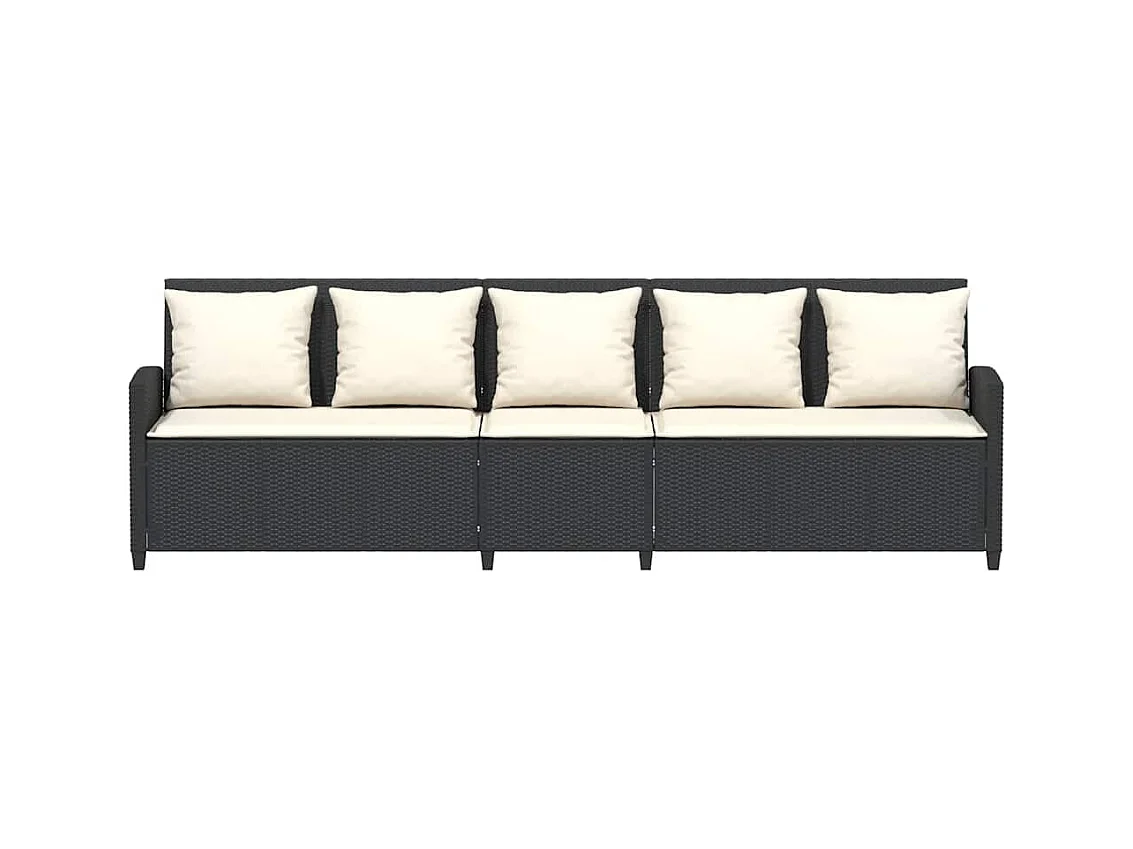 Canapé de jardin avec coussins 5 places noir résine tressée